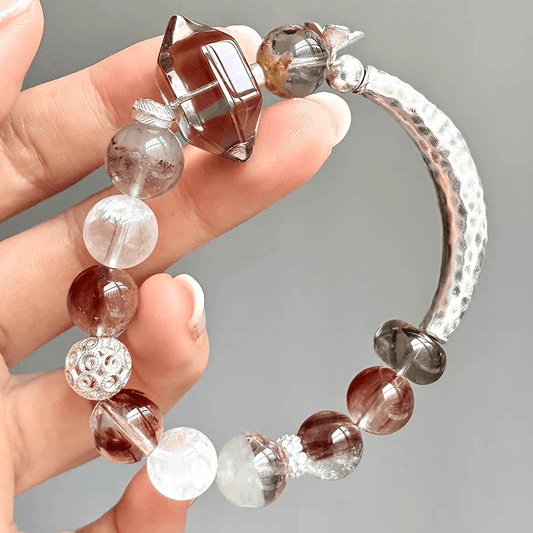 Ember Veil Smoky Quartz & Rabbit Hair Quartz Bracelet