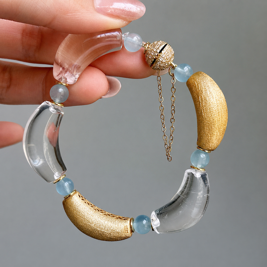 Golden Tide Aquamarine & Clear Quartz Bracelet