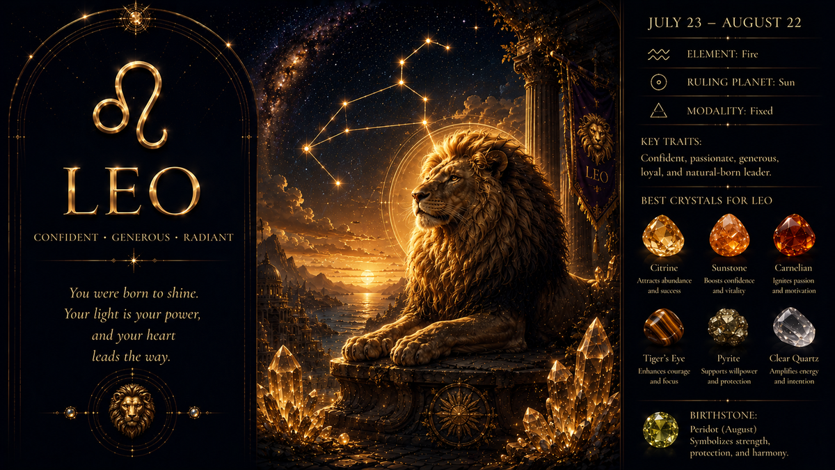 Why Leo Pretends Everything Is Fine: Best Crystals for Leo Confidence, Courage & Emotional Balance