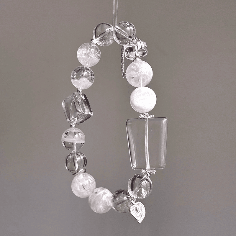 Lunar Geometry Clear Quartz Bracelet