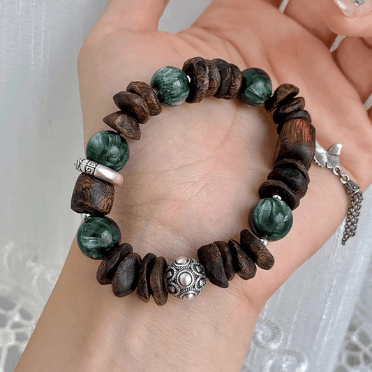 Forest Anchor Agarwood & Green Dragon Stone Bracelet