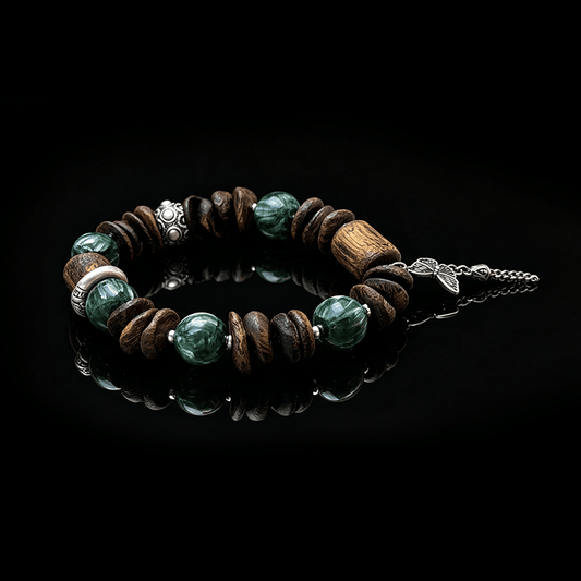 Forest Anchor Agarwood & Green Dragon Stone Bracelet