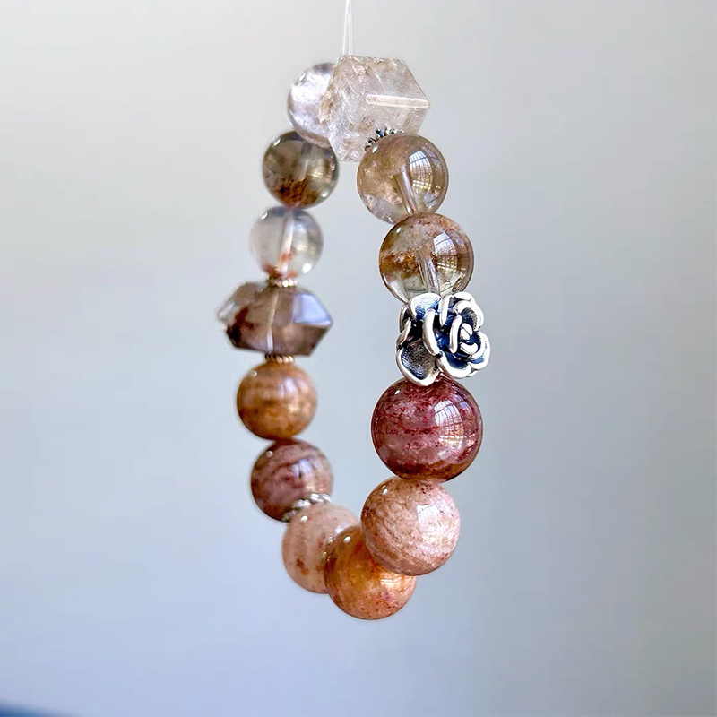 Garden Phantom & Red Rabbit Hair Quartz Bracelet