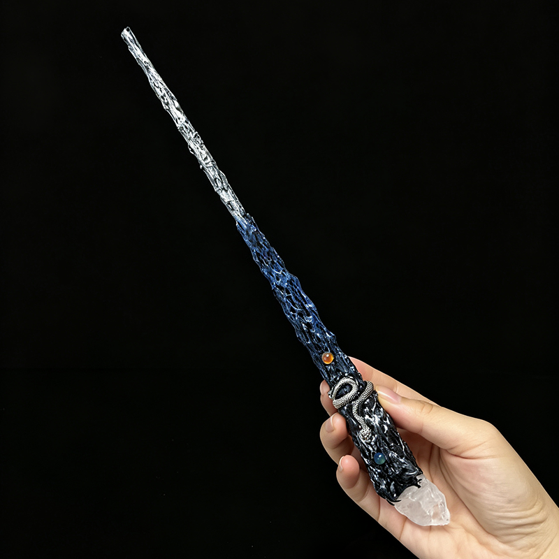 Silver Serpent Clear Quartz Magic Wand
