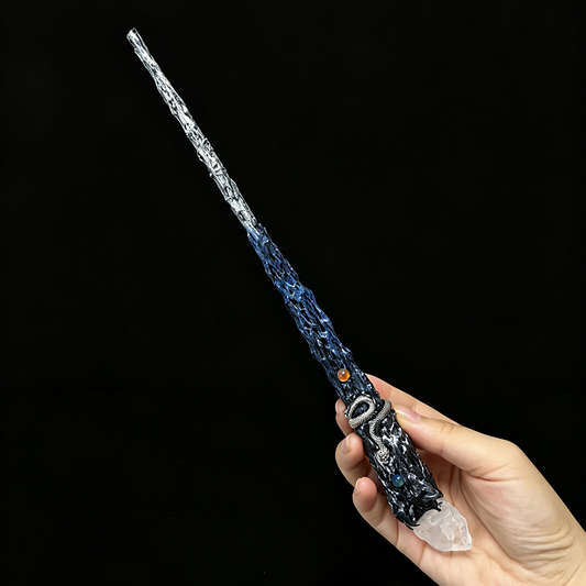 Silver Serpent Clear Quartz Magic Wand