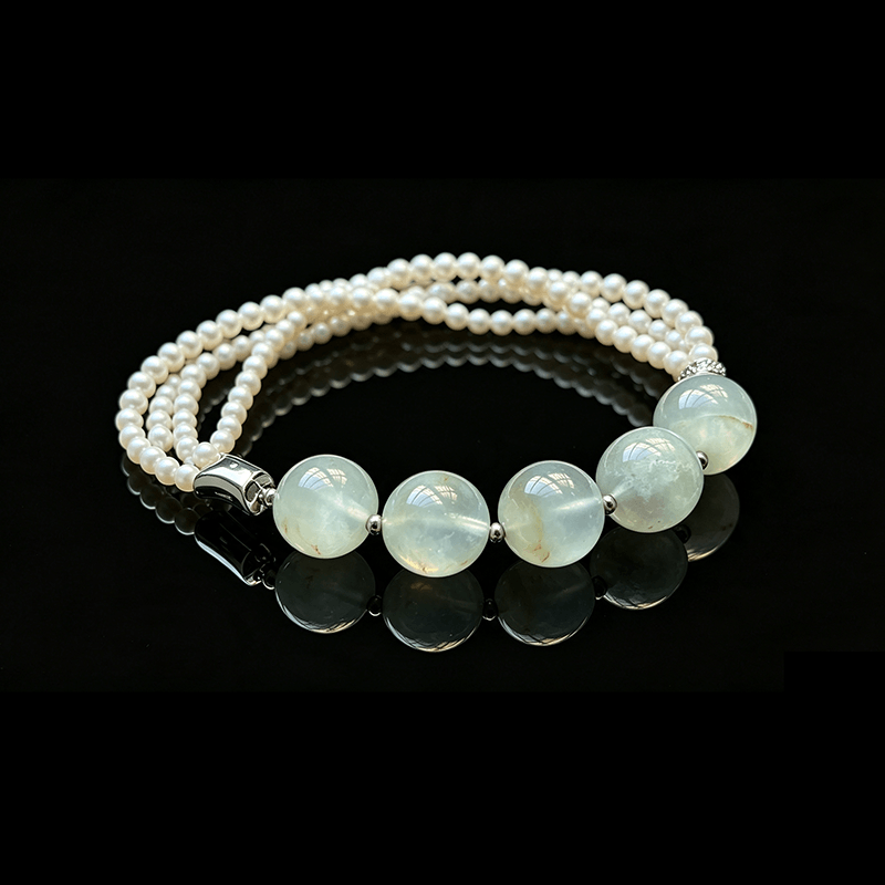Moonlit Tide Aquamarine & Freshwater Pearl Bracelet