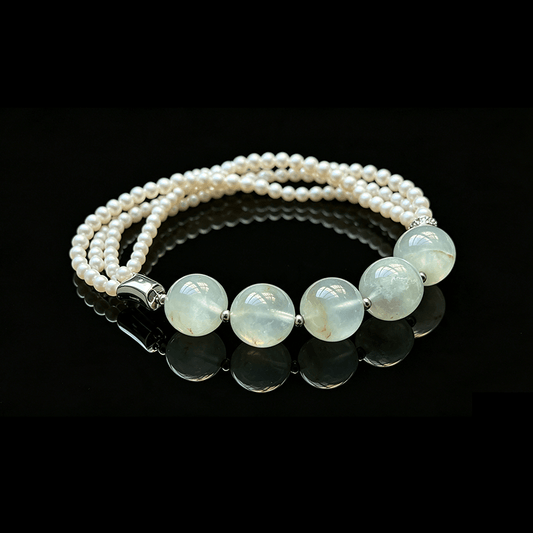 Moonlit Tide Aquamarine & Freshwater Pearl Bracelet