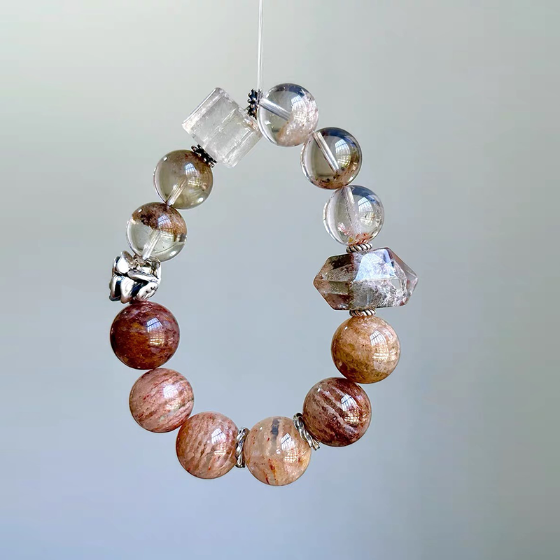 Garden Phantom & Red Rabbit Hair Quartz Bracelet