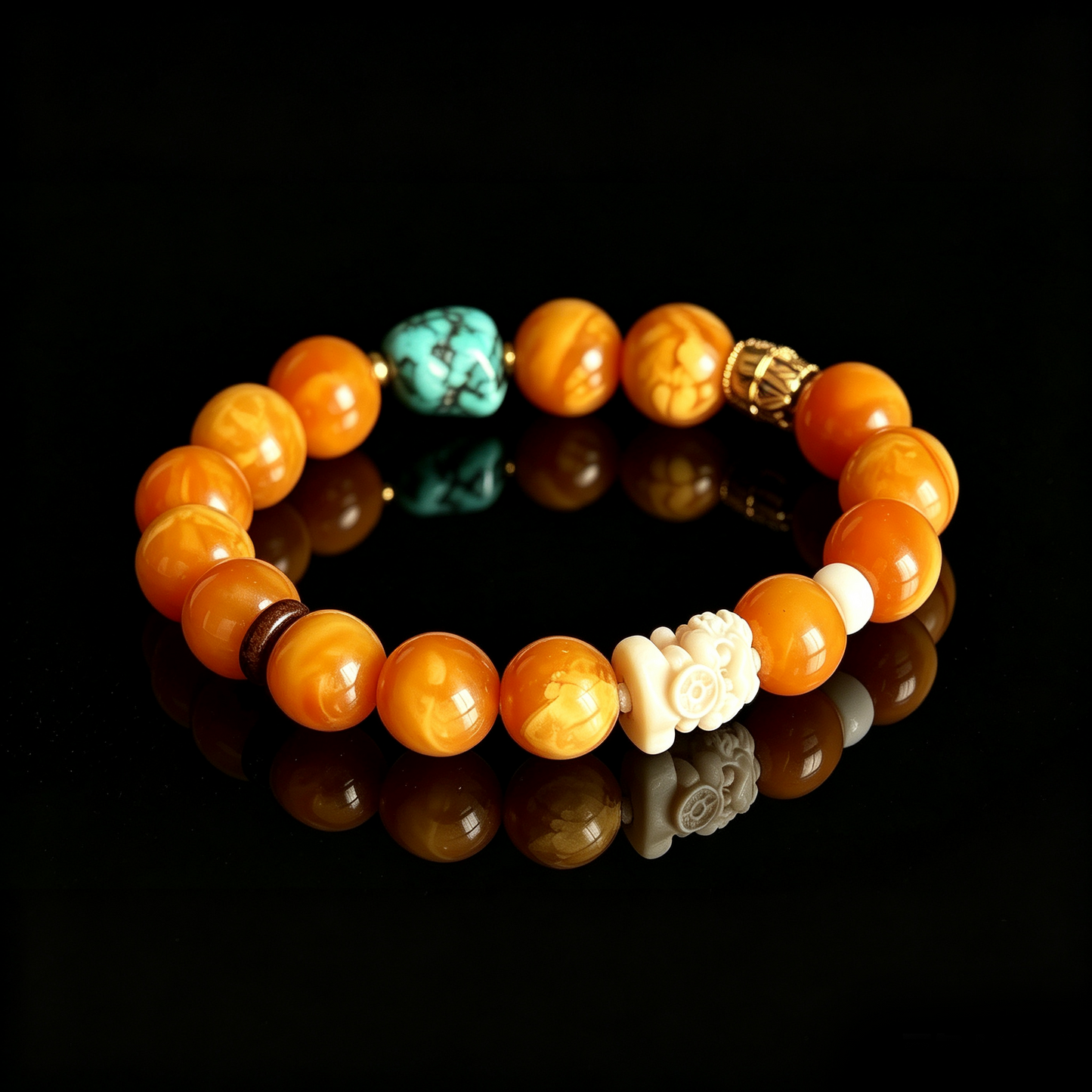 Golden Grove Amber & Turquoise Bracelet