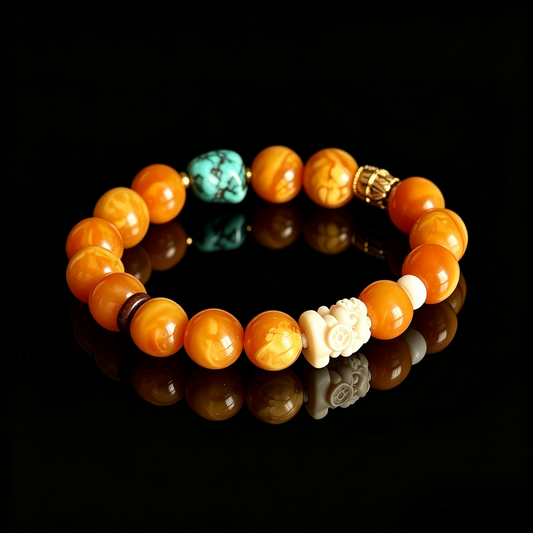 Golden Grove Amber & Turquoise Bracelet