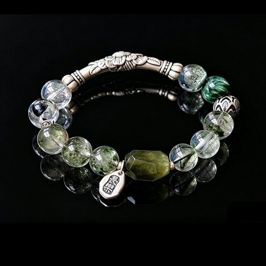 Green Phantom & Green Rutilated Quartz Bracelet for Inner Balance