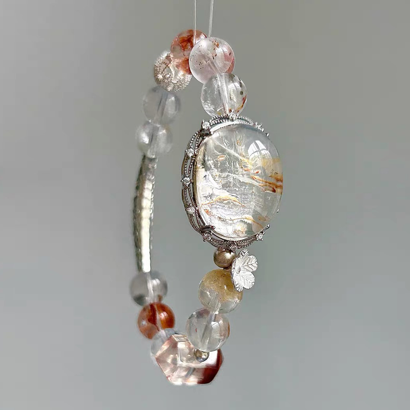 Garden Phantom Quartz Bracelet with Statement Cabochon