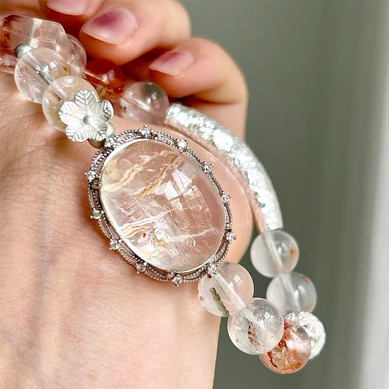 Garden Phantom Quartz Bracelet with Statement Cabochon