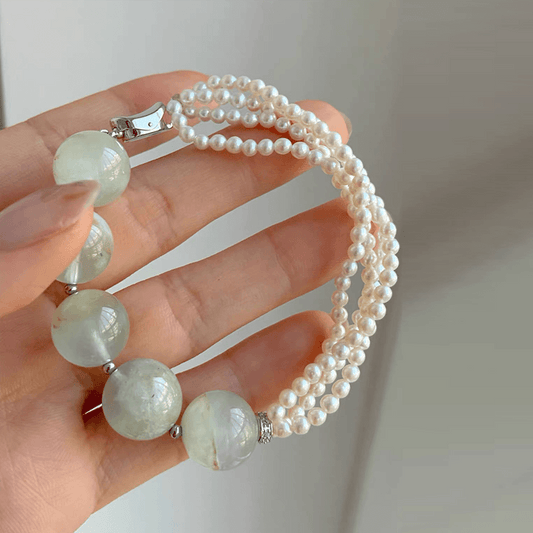 Moonlit Tide Aquamarine & Freshwater Pearl Bracelet