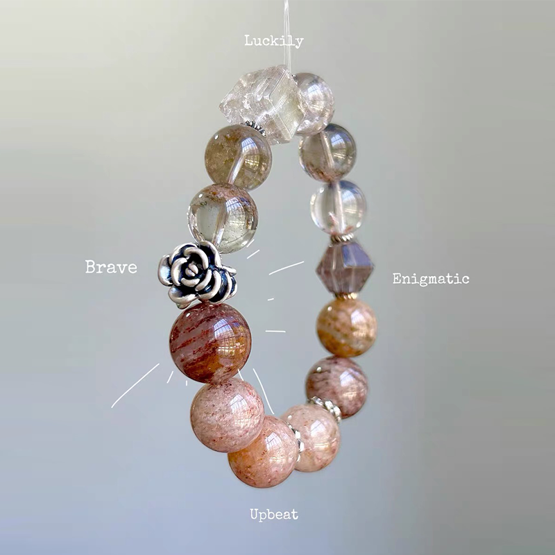 Garden Phantom & Red Rabbit Hair Quartz Bracelet
