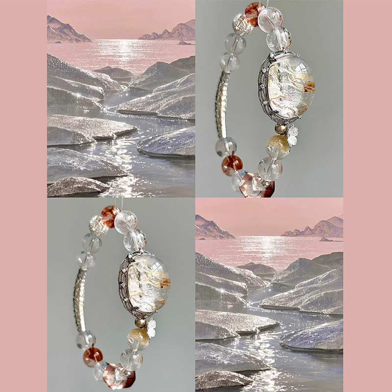 Garden Phantom Quartz Bracelet with Statement Cabochon