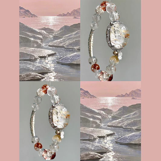 Garden Phantom Quartz Bracelet with Statement Cabochon