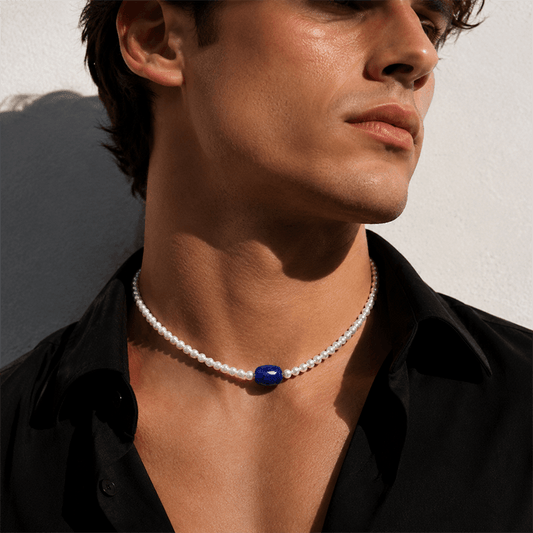 Moonlit Azure Freshwater Pearl & Lapis Lazuli Necklace