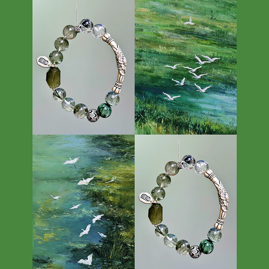 Green Phantom & Green Rutilated Quartz Bracelet for Inner Balance