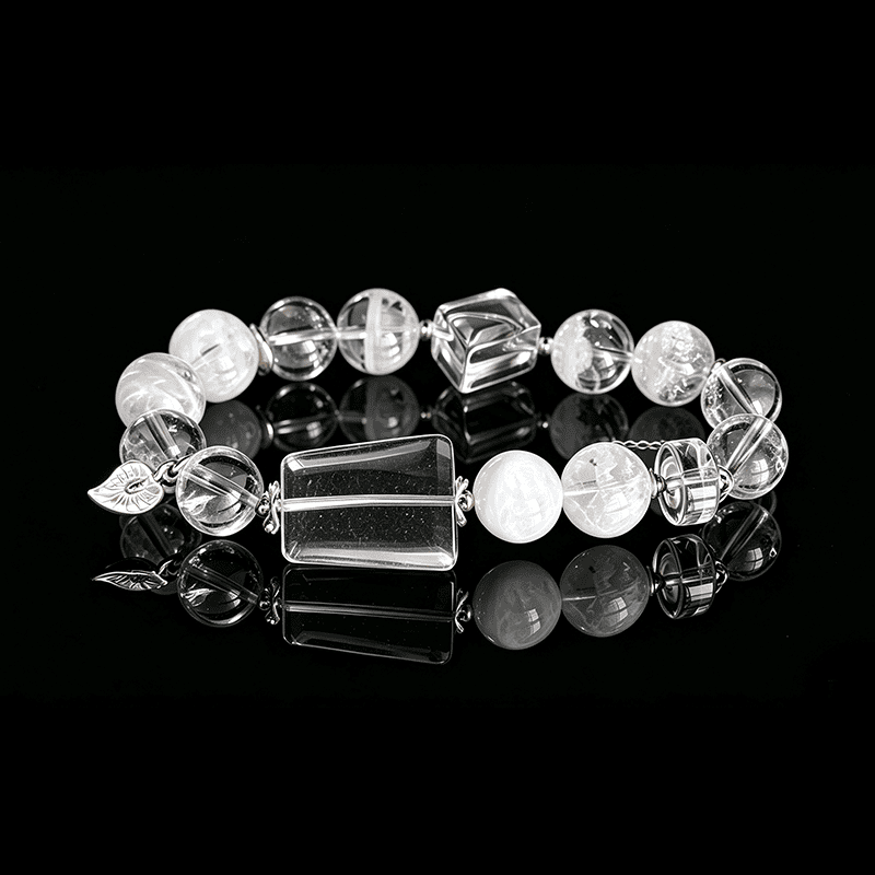 Lunar Geometry Clear Quartz Bracelet