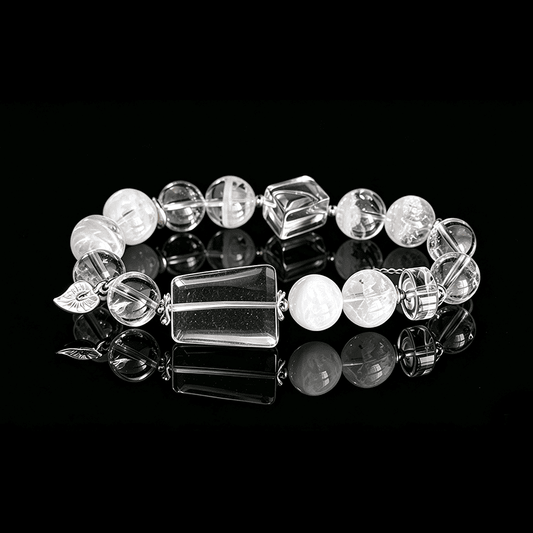 Lunar Geometry Clear Quartz Bracelet