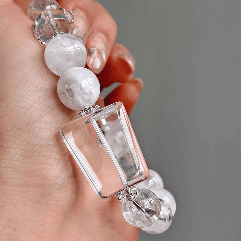 Lunar Geometry Clear Quartz Bracelet