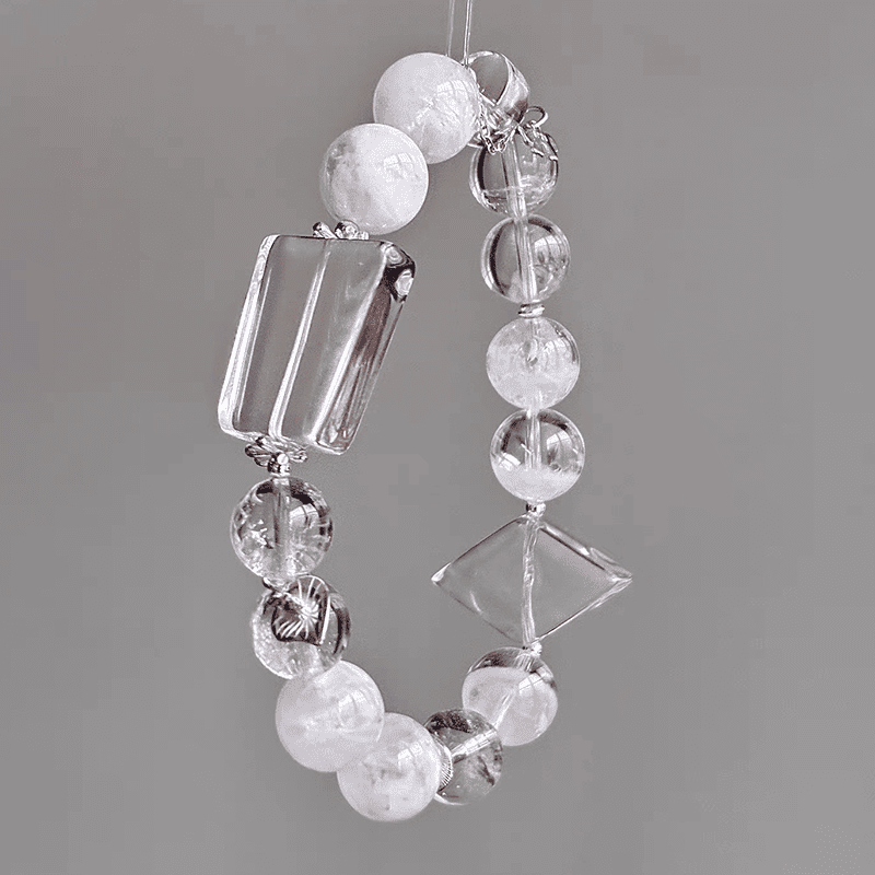 Lunar Geometry Clear Quartz Bracelet