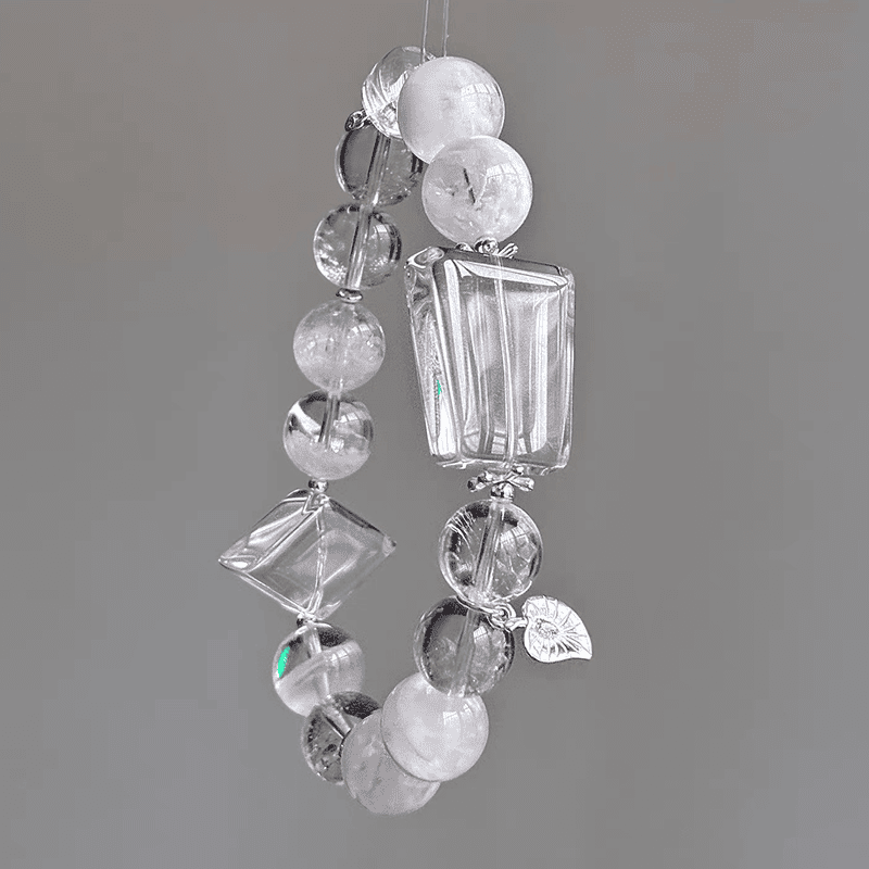 Lunar Geometry Clear Quartz Bracelet