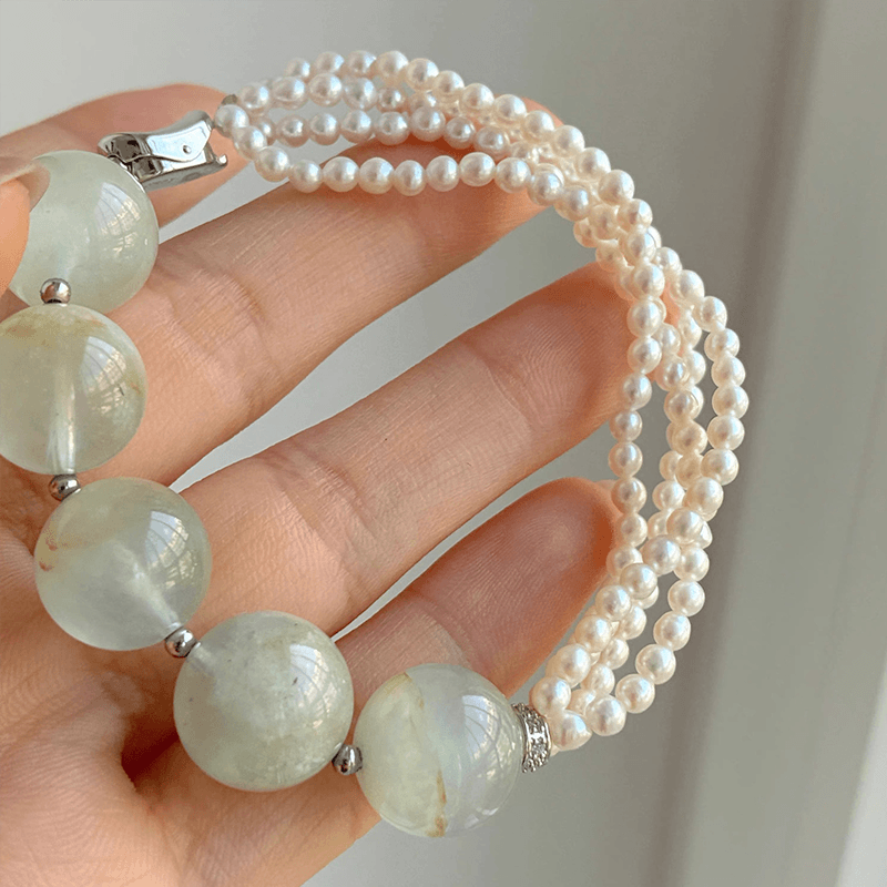 Moonlit Tide Aquamarine & Freshwater Pearl Bracelet