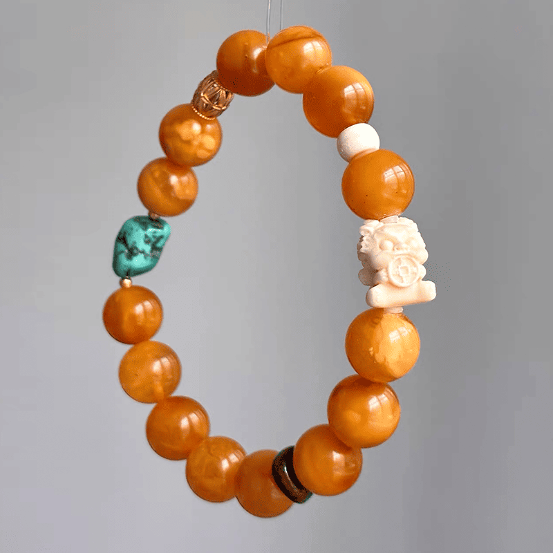 Golden Grove Amber & Turquoise Bracelet
