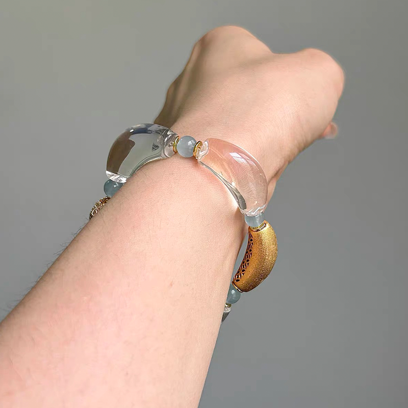 Golden Tide Aquamarine & Clear Quartz Bracelet