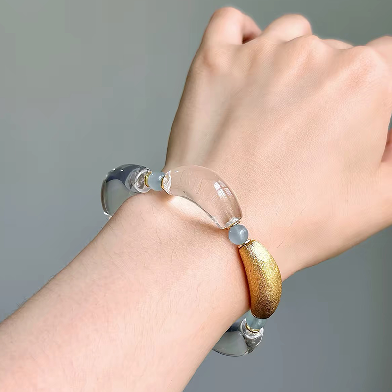 Golden Tide Aquamarine & Clear Quartz Bracelet