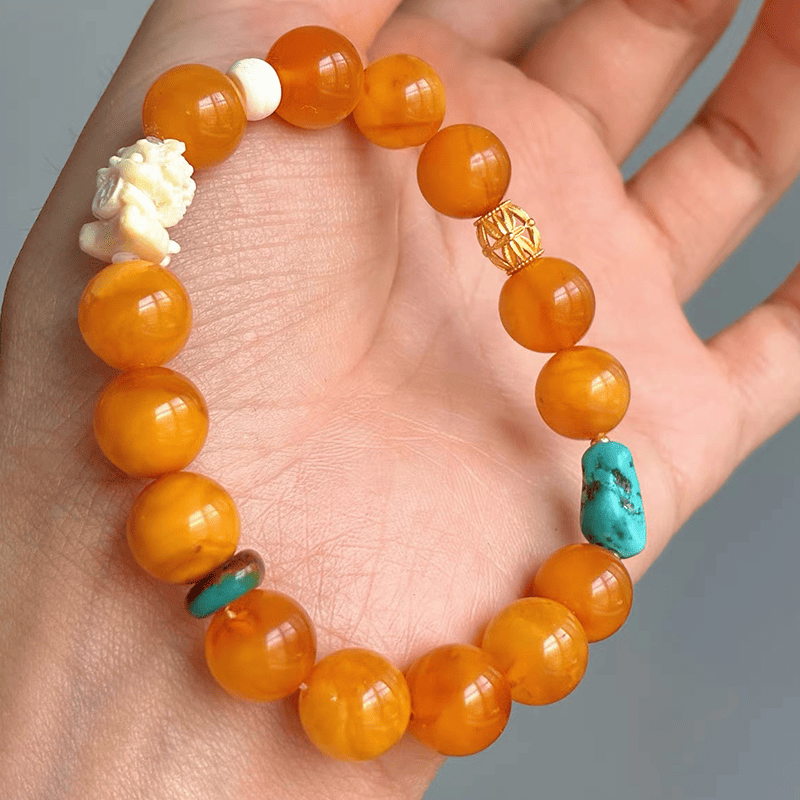 Golden Grove Amber & Turquoise Bracelet