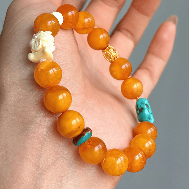 Golden Grove Amber & Turquoise Bracelet