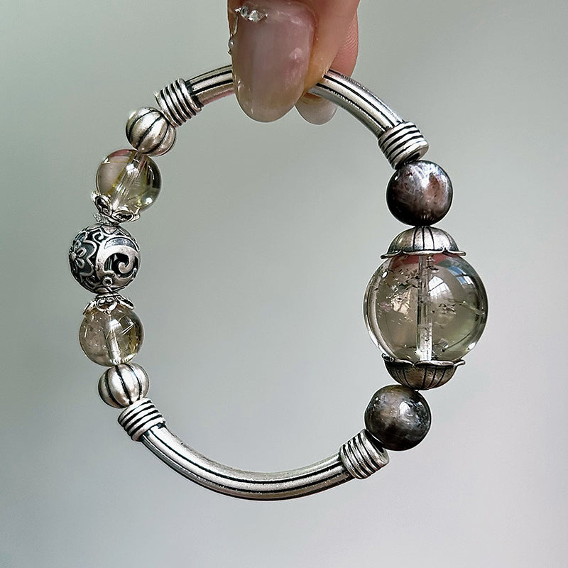 Smoky Quartz & Rutilated Quartz Energy Bracelet