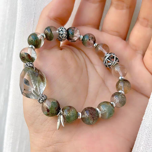 Natural Green Phantom Quartz Bracelet Healing Bracelet for Energy Balance Wealth