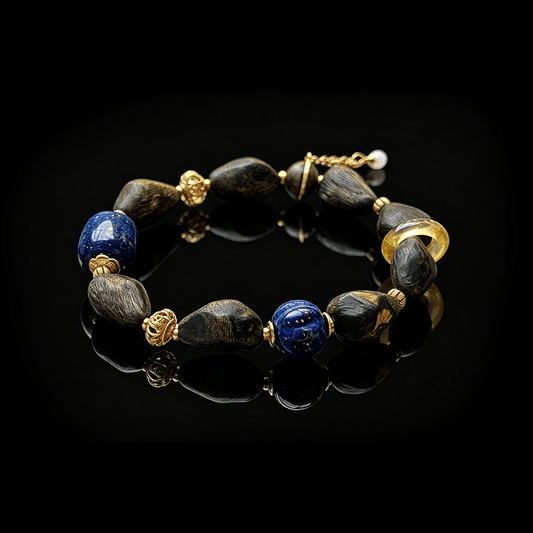 Amber Night Agarwood & Lapis Lazuli Bracelet