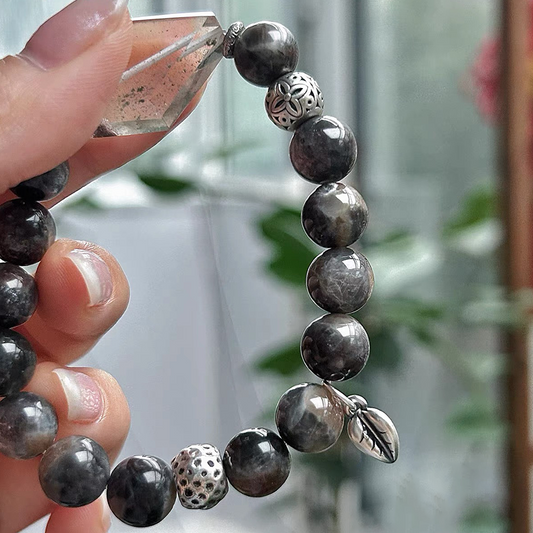 Silver Veil Elestial Quartz & Clear Quartz Bracelet