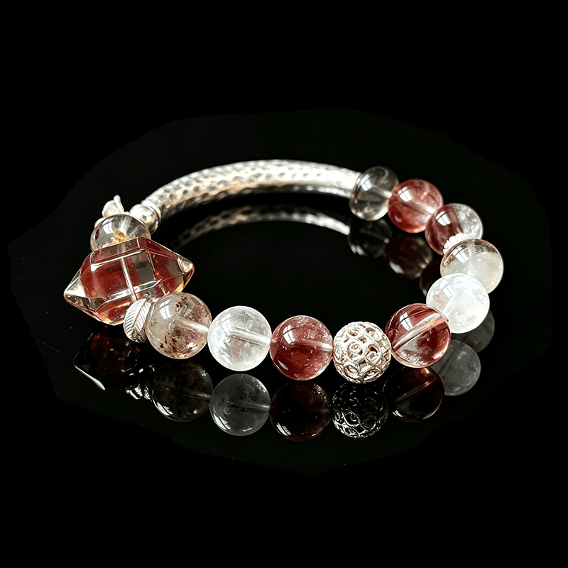 Ember Veil Smoky Quartz & Rabbit Hair Quartz Bracelet