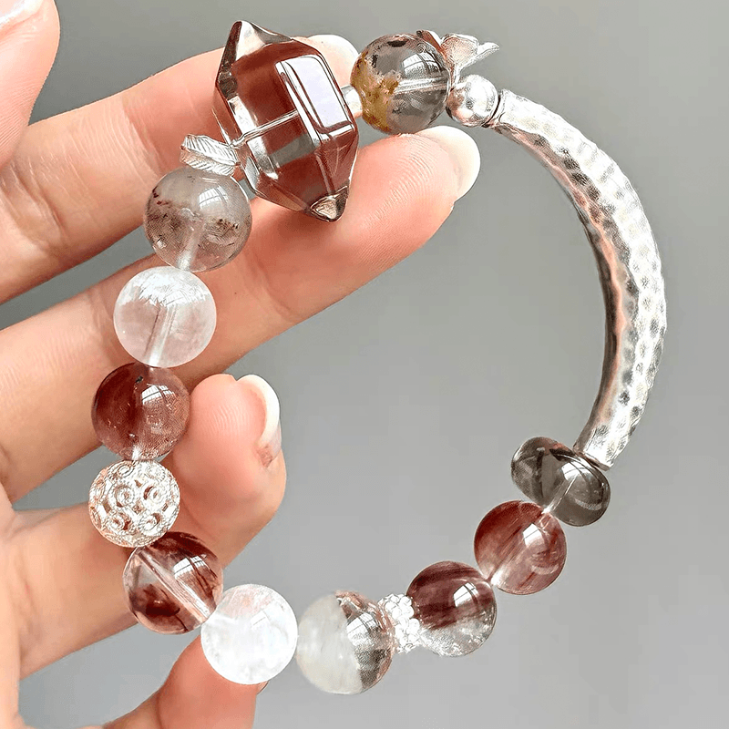 Ember Veil Smoky Quartz & Rabbit Hair Quartz Bracelet