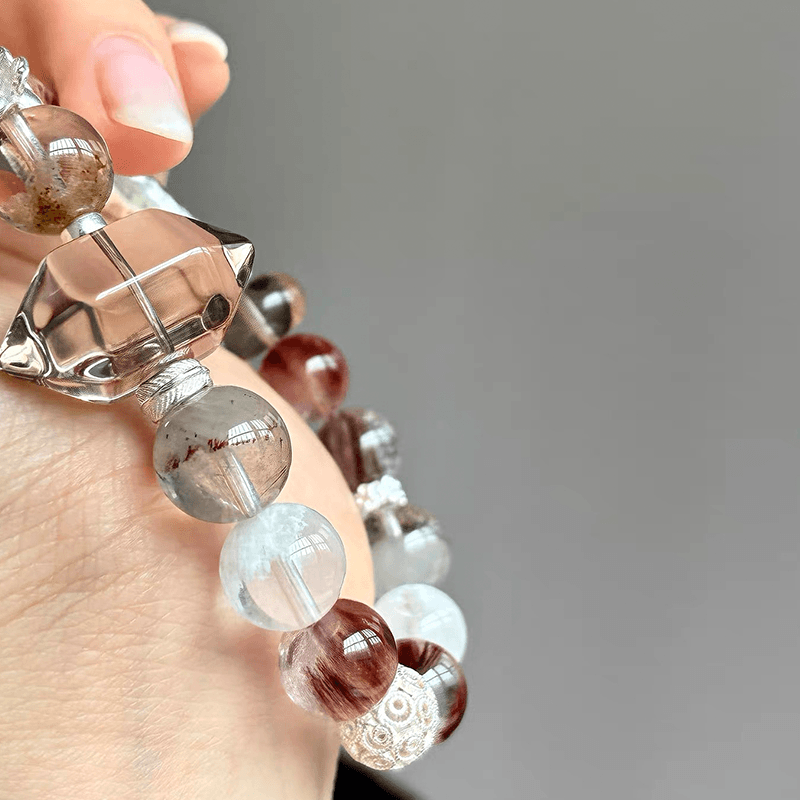 Ember Veil Smoky Quartz & Rabbit Hair Quartz Bracelet