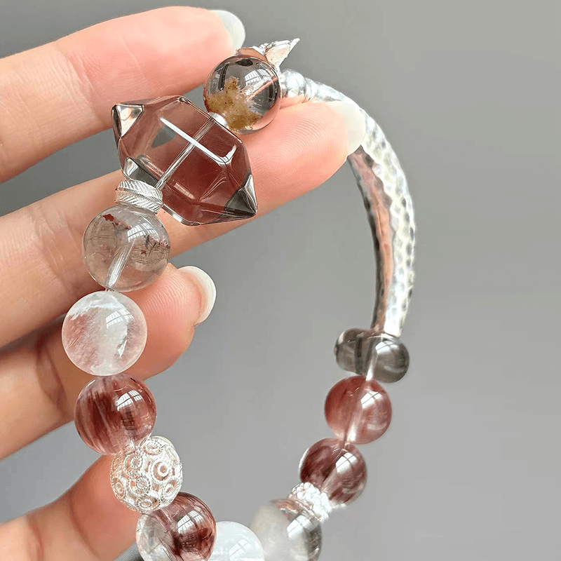 Ember Veil Smoky Quartz & Rabbit Hair Quartz Bracelet