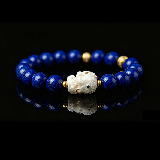 Lapis Lazuli & Ancient Mammoth Green Tara Bracelet