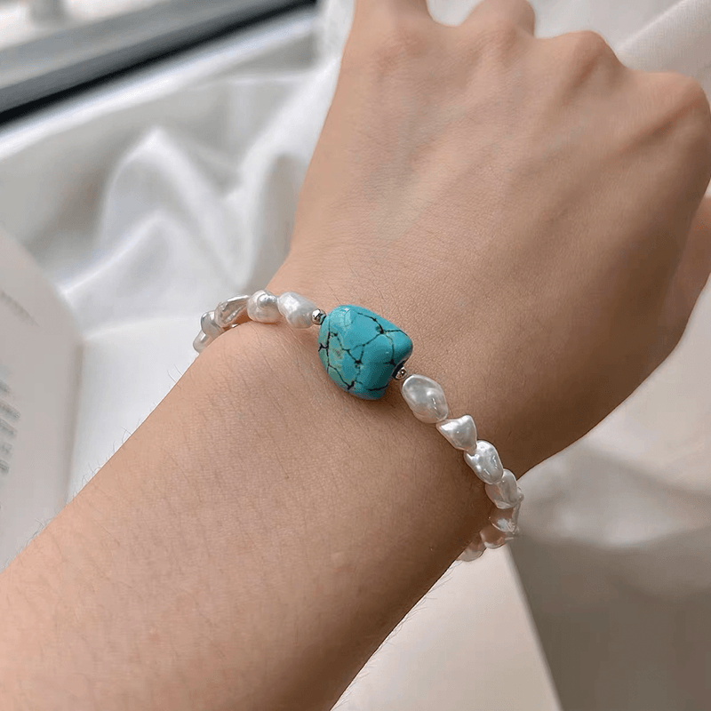 Blue Shore Freshwater Pearl & Turquoise Bracelet