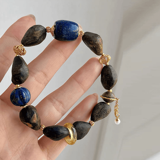 Amber Night Agarwood & Lapis Lazuli Bracelet