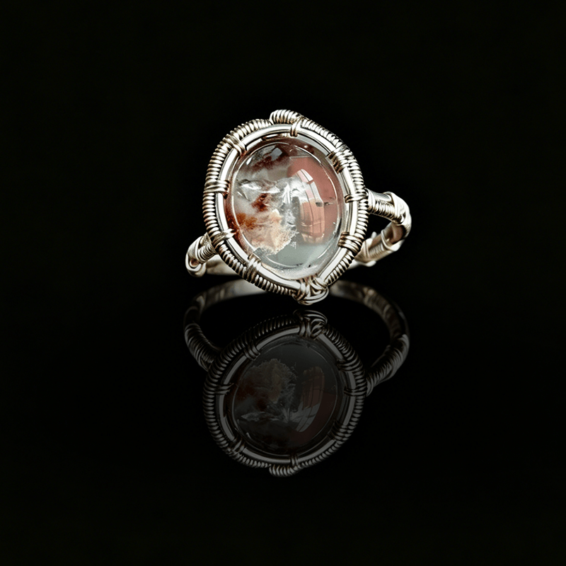 Blush Ember Rabbit Hair Quartz Ring