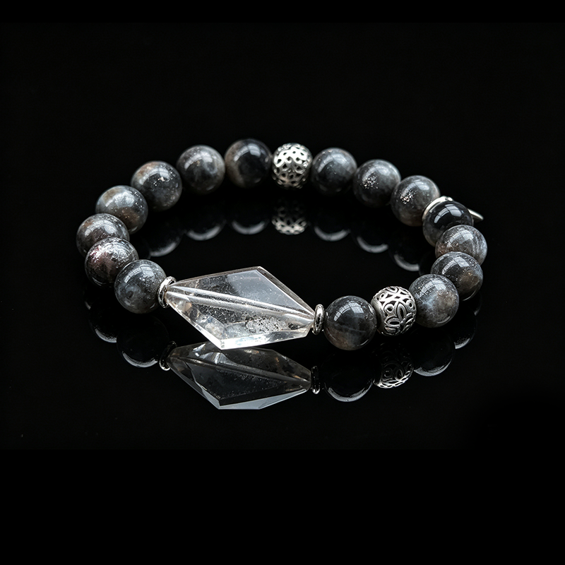 Silver Veil Elestial Quartz & Clear Quartz Bracelet