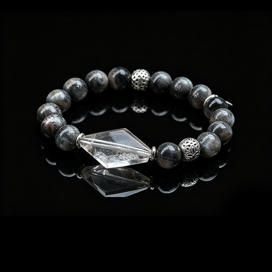 Silver Veil Elestial Quartz & Clear Quartz Bracelet