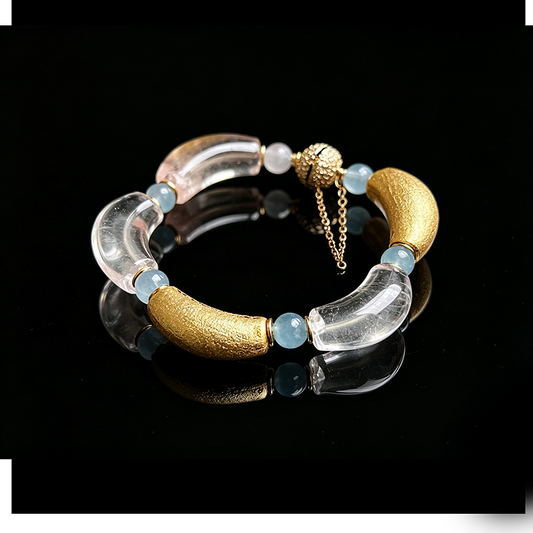 Golden Tide Aquamarine & Clear Quartz Bracelet
