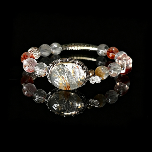 Garden Phantom Quartz Bracelet with Statement Cabochon